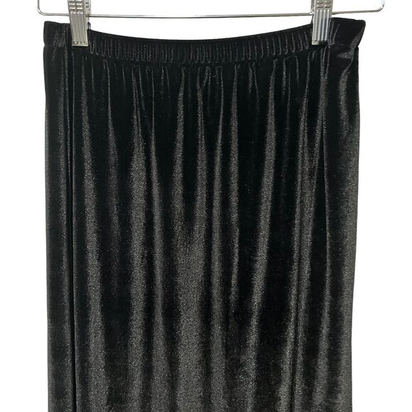 Ginnis Girl Skirt VTG 90s Women's Black Velvet Pull On Maxi Gothic Minimalist M - Picture 2 of 5
